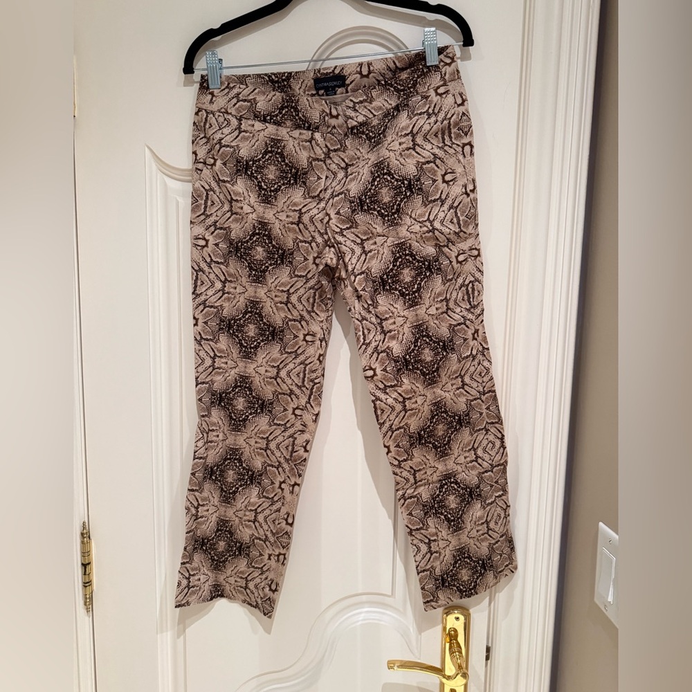 Cynthia Rowley Beige and Brown Patterned Pants